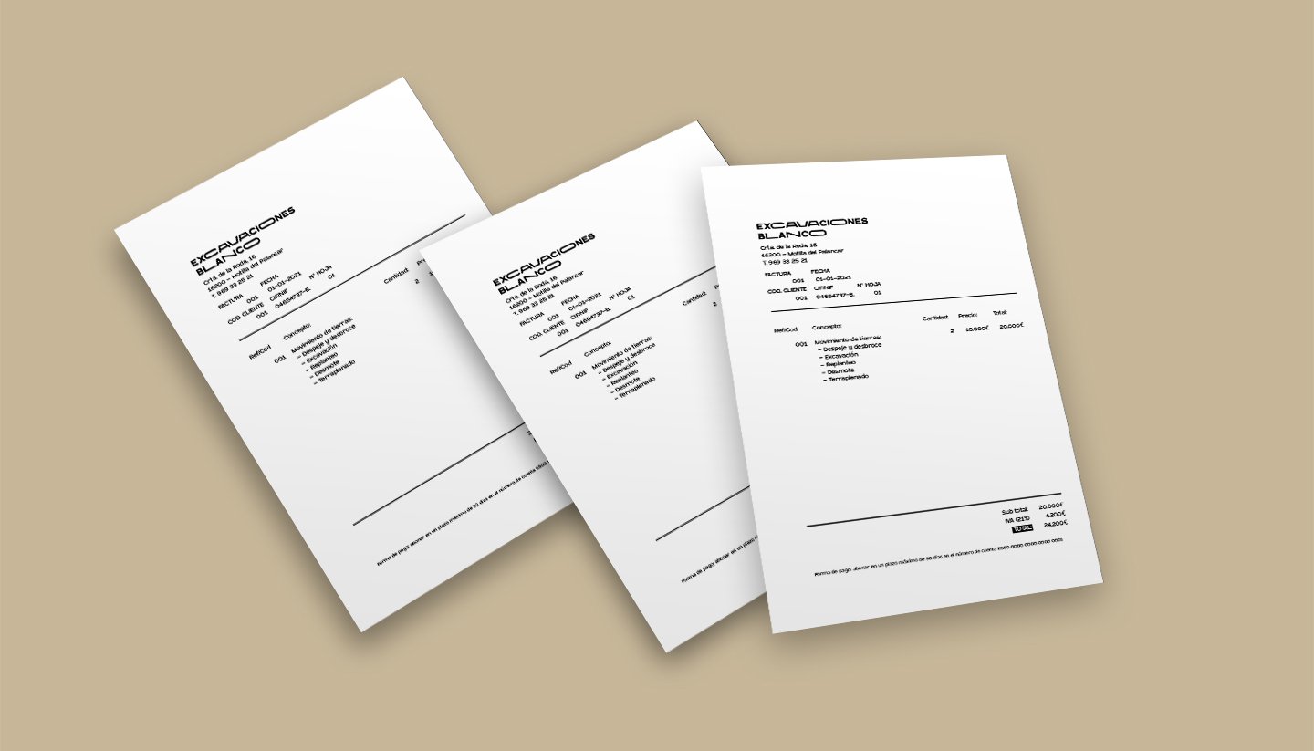 Facturas corporativas Excavaciones Blanco