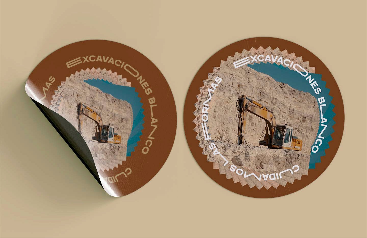 Pegatinas corporativas Excavaciones Blanco